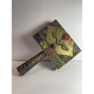 VTG Home Decor Ashtray Chinese Enamel Cloisonne Brass Silent Butler Maximalist